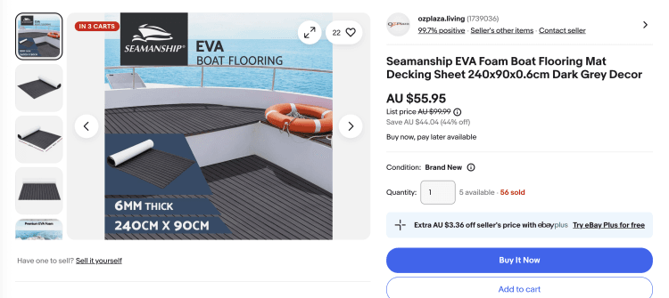 eBay: Seamanship EVA Foam Boat Flooring Mat – $55.95 – 44% Off